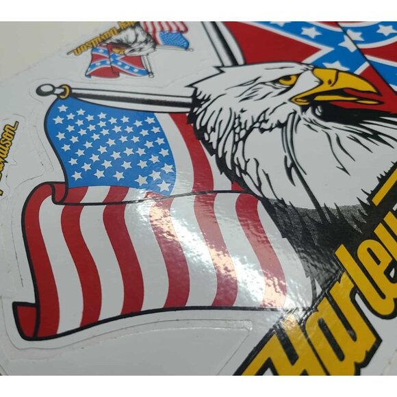 Harley Davidson Weather Resistant Vinyl Sticker Decal Eagle and Flags Wings 1x - Picture 2 of 3